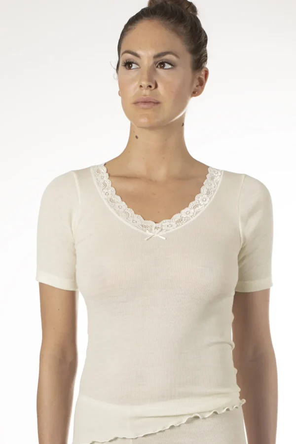 Halbarm Shirt, WOOL SILK