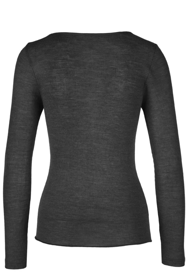 Langarm Shirt, WOOL SILK